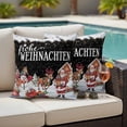 thumbnail image 4 of Black Christmas Outdoor Waterproof Pillow Covers, Santa Snowman Snowflake Gifts Elk Decorative Square Throw Pillowcase Sofa Cushion Sham for Patio/Couch/Chair, 16"x16" 2 Pack, 4 of 8