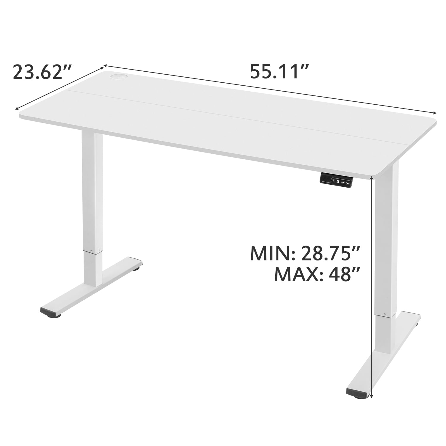 Homall 55" × 24" Electric Height Adjustable Standing Desk Home Office Computer Desk Memory Preset with T-Shaped Metal Bracket, White