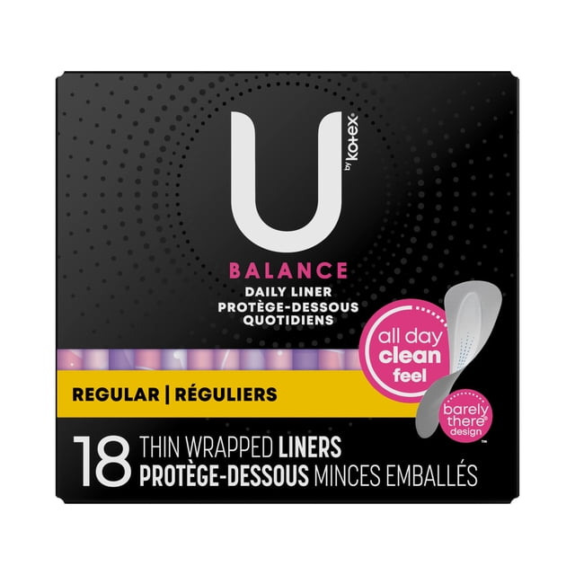 U by Kotex Balance Daily Wrapped Panty Liners, Light Absorbency, Regular Length
