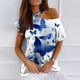thumbnail image 2 of Mujeres Verano Cuello Redondo Manga Corta Estampado Sin Tirantes Camiseta Tops Blusas OAVQHLG3B Store  lin121212, 2 of 4