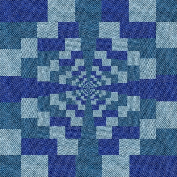 Ahgly Company Indoor Square Patterned Blue Novelty Area Rugs, 7' Square