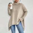 thumbnail image 6 of Women's autumn and winter high-neck drop shoulder asymmetrical hem sweater, 6 of 9