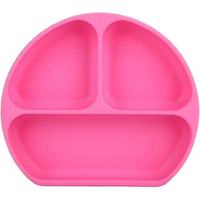 Toddler Divided Plate - Silicone Toddler Divided Plates Diy Complementary Food Placemat Suction Cup For Baby Kids(Pink)