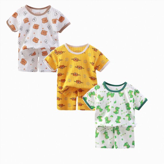 Gerichy Toddler Boys' Shorts Set 6 Piece Short Sleeve T-Shirt and Sweat Shorts Summer Outfit for Boy 12 18 24 Months 2T 3T 4T
