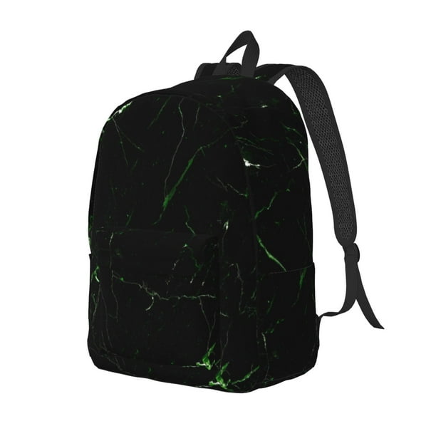 Balery Black Marble Mochila Clásica Impresa Básica para Viaje, Mochila Escolar Resistente al Agua, Mochila de Lona con Correas Ajustables-Small