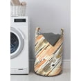 thumbnail image 3 of Abstract Laundry Bag, Continuous Pattern Colorful Tire Tracks from Various Vehicles Art Print, Basket with Handles Drawstring Closure for Laundromats, 13" x 19", White and Multicolor, by Ambesonne, 3 of 4