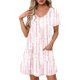 thumbnail image 1 of Vestido Corto de Verano Moda Gradiente Corto de Manga en V Cuello Vestido Casual, Poliéster Ligero de Verano, Lavado de Manos, 1 of 7