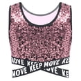 thumbnail image 2 of YiZYiF Kids Girls Shiny Sequins Dance Vests Crisscross Crop Tank Tops for Gymnastic Sports Dancing Pink 6, 2 of 3