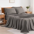 thumbnail image 4 of 4/6 Piece Soft Bed Sheets Set Solid & Embroidery Bed Sheets Set All Season Hotel Luxury Bedding -18in Deep Pockets, 4 of 7