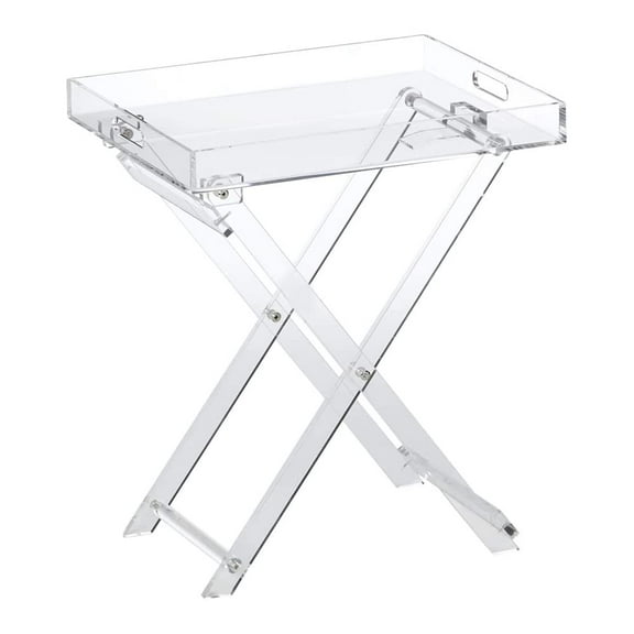 Acrylic Folding Tray Table – Modern Chic Accent Desk - Kitchen and Bar Serving Table - Elegant Clear Design - by Designstyles