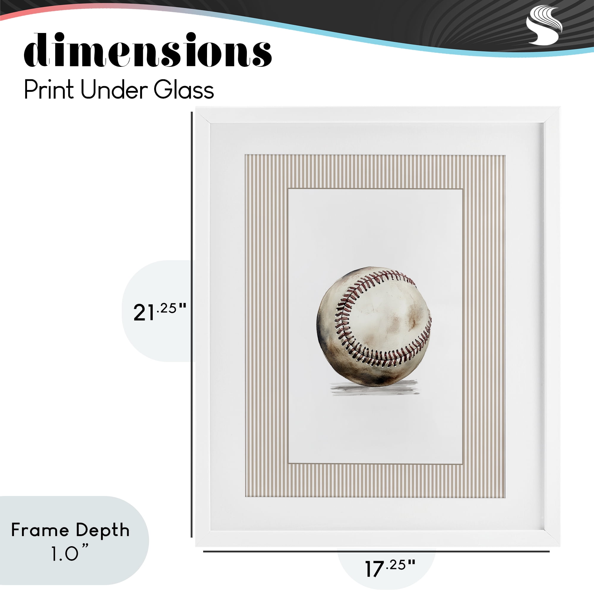 Stupell Industries Vintage Sports Baseball White Framed Print Under Glass, design by Christine Simpson Art