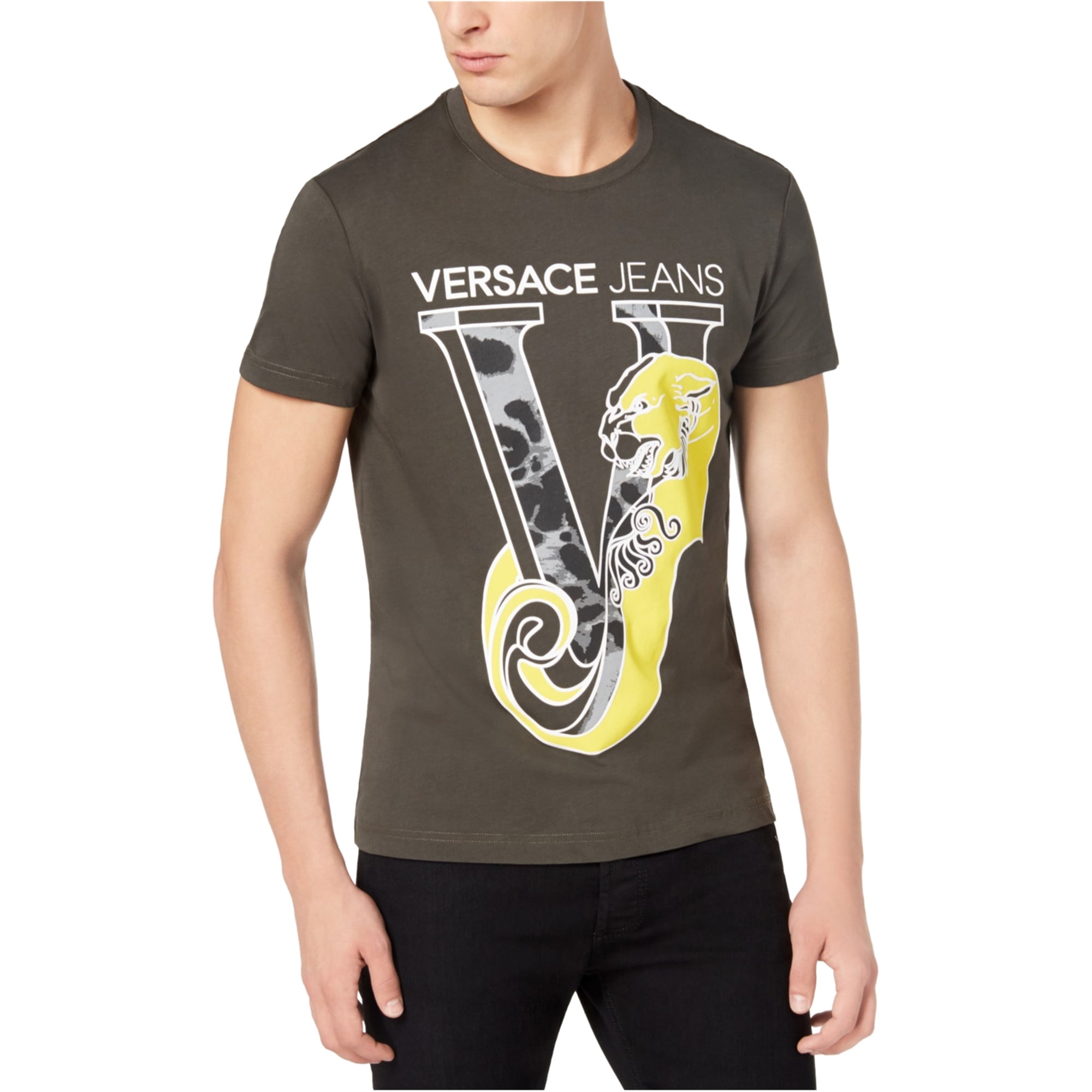Versace - Versace Mens Leopard Logo Graphic T-Shirt ltpasgrn L ...
