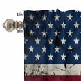 thumbnail image 4 of Kitchen Window Curtains Valance and Tier Set, Vintage American Flag Rod Pocket Tier Curtains and Valance 3 Piece Set, Shabby Red White Blue Stripe Star Window Treatment for Bedroom Living Room, 4 of 9