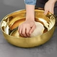 thumbnail image 4 of HCBY Large Stainless Steel Mixing Bowl, Flat Bottom Kneading Basin, Thickened & Dishwasher Safe for Bread Dough, Vegetable Washing, Kitchen Essential(Gold,12.6"x12.6"), 4 of 6