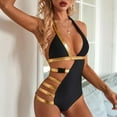 thumbnail image 2 of Bodysuit Monokini Swimwear Fashion Solid Color Halter Neck Swimsuit Set Summer Beach Bathing Suit Beachwear, 2 of 9
