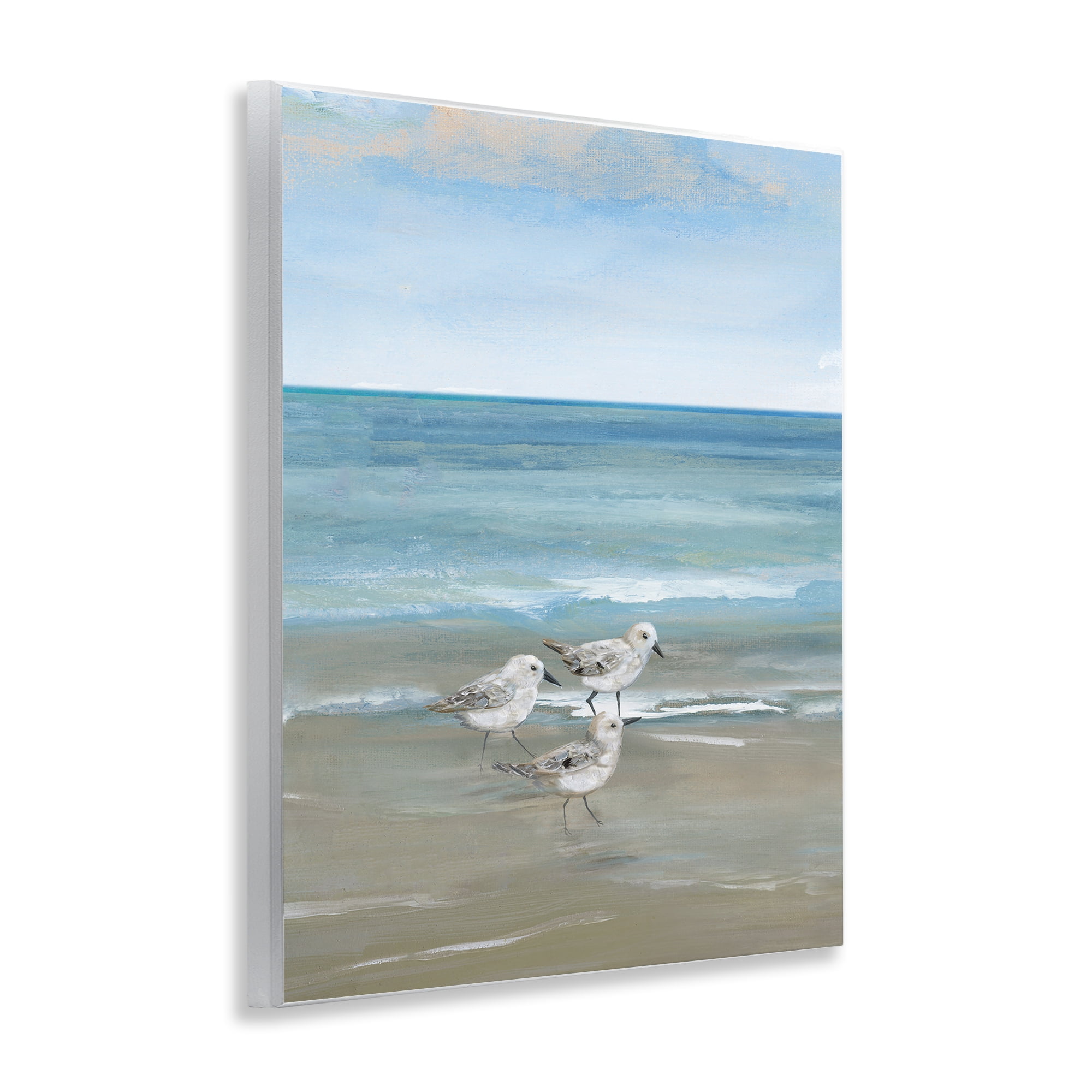 Stupell Industries Three Shorebirds & Gentle Waves Wall Plaque Art, design by Nan