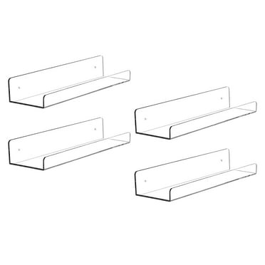 4pcs Floating Shelves Clear Acrylic Floating Wall Ledge Shelf Vinyl Record Shelf Bathroom Display Organizer Storage Shelves