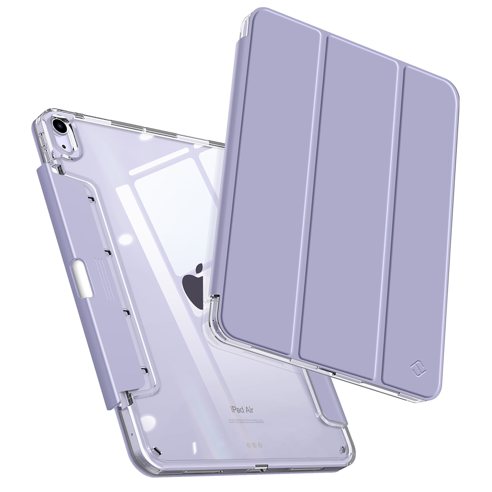 Fintie Clear Case for iPad Air 11" M3 (2025) / M2 (2024), iPad Air 10.9" 5th / 4th Gen – Transparent Back Cover with Pencil Holder, Lilac Purple