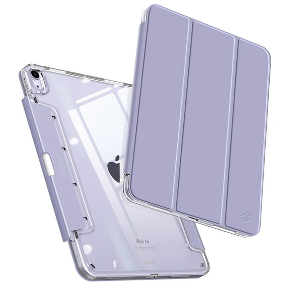 Fintie Clear Case for iPad Air 11" M3 (2025) / M2 (2024), iPad Air 10.9" 5th / 4th Gen â Transparent Back Cover with Pencil Holder, Lilac Purple