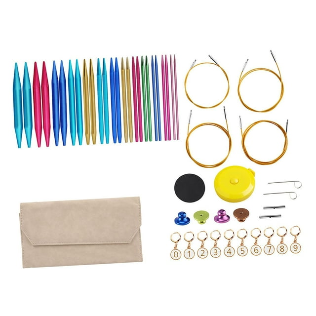 Luzkey Circular Knitting Needle 13 Pairs Knitting Set for Knitter Sweater Beginners Khaki