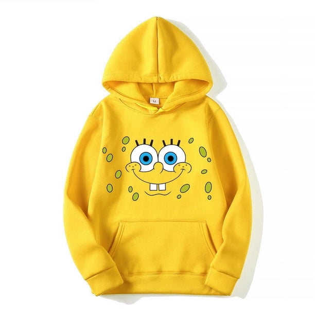 Sudadera con capucha de Bob Esponja para hombre y mujer, suéter de dibujos animados de Anime, color amarillo, para primavera y otoño, 2024
