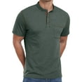 thumbnail image 2 of GIRUNS Mens Henley Shirts Short Sleeve Casual Classic Cotton T-Shirts Pocket Button Tees Green L, 2 of 7