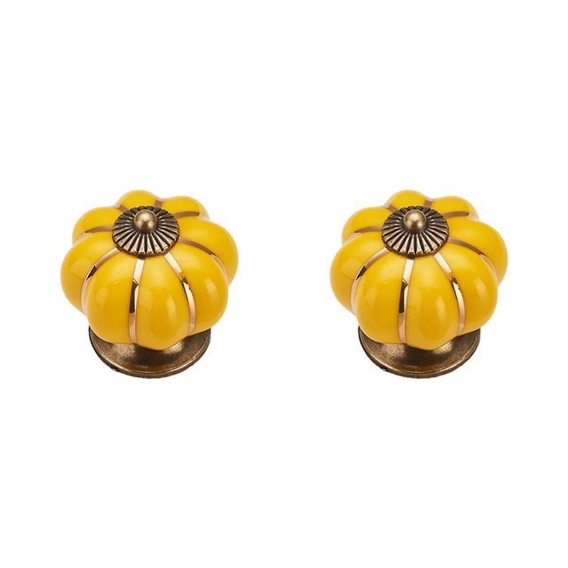 Pomos de puerta Eigraketly de calabaza Amarillo 2Conjunto Gabinete de zapatos Accesorios de hardware
