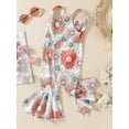 thumbnail image 2 of Gzhioc Toddler Girls Summer Casual Sling Jumpsuit Sleeveless Floral/Plaid Print Suspender Flared Pants,1-5 Years, 2 of 8