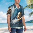 thumbnail image 3 of Pofeuu Surfing Guinea Pig Print Hawaiian Shirt for Men Sleeves Casual Button Down Summer Beach Dress Shirts T-Shirts,3X-Large, 3 of 7