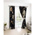 thumbnail image 3 of Vintage Black Floral Blackout Curtains for Bedroom/Living Room, Thermal Insulated Kitchen Curtains, Spring Seasonal Botanical Blooms Grommet Darkening Window Treatment Drapes 52"x84"x2, 3 of 8