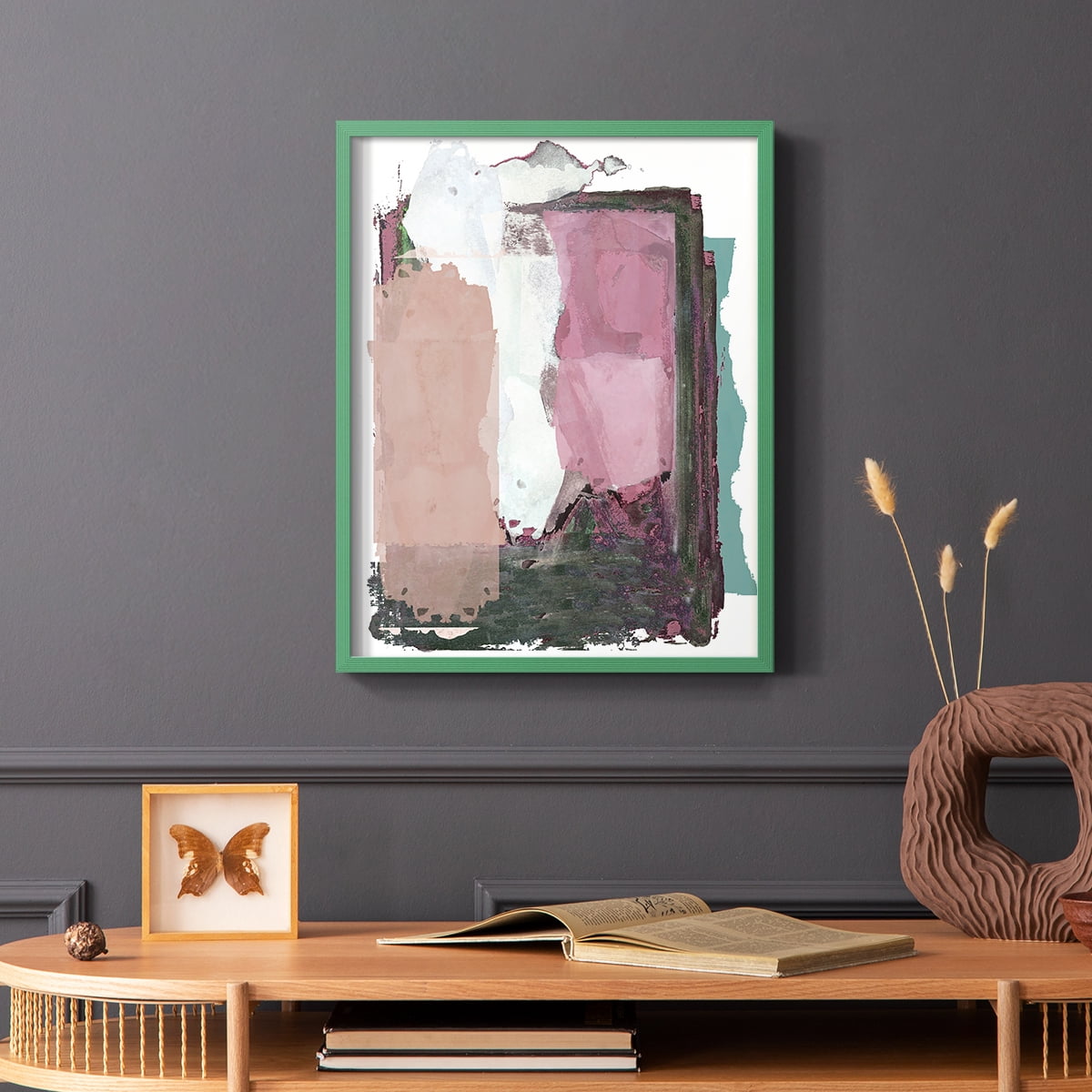 Brights Soft Wash II Framed Print in Green Solid Wood Framed Print No Nail Hanging