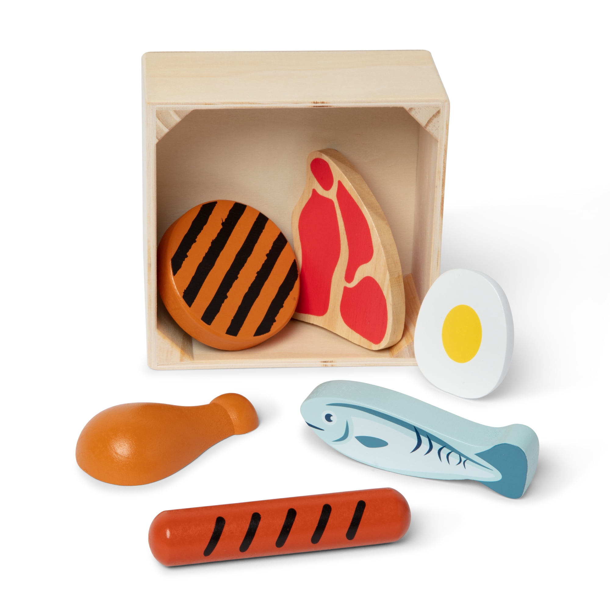 Melissa & Doug Wooden Food Groups Play Food Set  Protein - FSC-Certified Materials