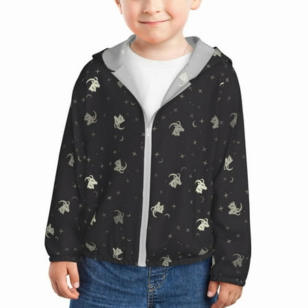 

Sun Hoodie for Kids Artsy Cool Sheep Head Stars Moon Long Sleeve Swim Fishing Shirts Sun Protection Zip Up Jacket Clothing Athletic Hoodie