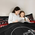 thumbnail image 5 of jejeloiu Boys Ball Game Bedding Comforter Set,American Rugby Sport Twin Comforter Sets,Black Football Helmet Bedding Set For Boys Kids,Microfiber Bedroom Decor Reversible,2 Pieces, 5 of 8