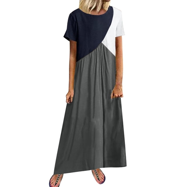 Ketyyh-chn99 Robe Maxi Grande Taille Jupes pour Femmes Vêtements Robe de Plage Automne Décontractée Ample Robe Mini Gris Foncé,L