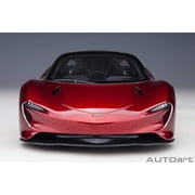 McLaren Speedtail Volcano Red Metallic with Black Top and Suitcase Accessories 1 18 Model Car by Autoart