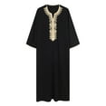 thumbnail image 1 of Styesk Jackets for Men Men's Muslim Robe Arab Middle Robe Long Style Long Sleeve Embroidered Standing Neck Pocket Long Shirt Fashion Casual Robe, 1 of 6