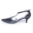 thumbnail image 5 of Ferwind Women's Kitten Heel T-Strap Sandals Polka-dot Assorted Colors Adult Polka-Dot Black  8, 5 of 7
