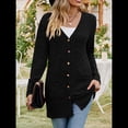 thumbnail image 4 of Cárdigan de Punto Suave para Mujer, Moda Otoño 2025, Abrigo de Larga Abierto con Bolsillos. Negro XXL, 4 of 9