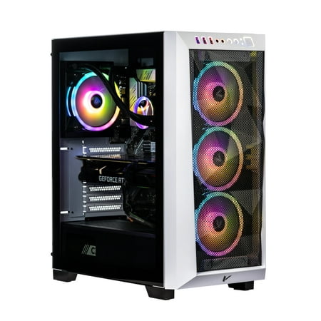Velztorm White Pilum CTO Gaming Desktop PC Liquid-Cooled (AMD Ryzen 7 5700X 8-Core, GeForce RTX 3070 Ti 8GB, 32GB DDR4, 4TB PCIe SSD, RGB Fans, 750W PSU, AC WiFi, BT 5.0, Win10Home)