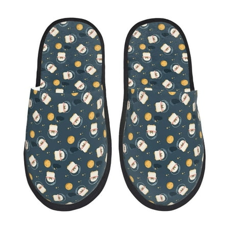 Balery Duck In The Space Slient Indoor Furry Fleece Comfort House Shoes Soft Non-Slip Home Shoes Cotton slippers House Slippers-- Large