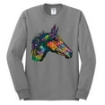 thumbnail image 3 of Colorful Neon Horse | Dean Russo Art Animal Lover Mens Long Sleeve Shirt, Heather Grey, Medium, 3 of 6