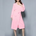 thumbnail image 2 of Satin Robe Women Kimonos Robes Waffles Weave Long Robe Knit Bathrobe Sleepwear Night Gowm Loungewear with Pocket S-20 Pink-a S, 2 of 8