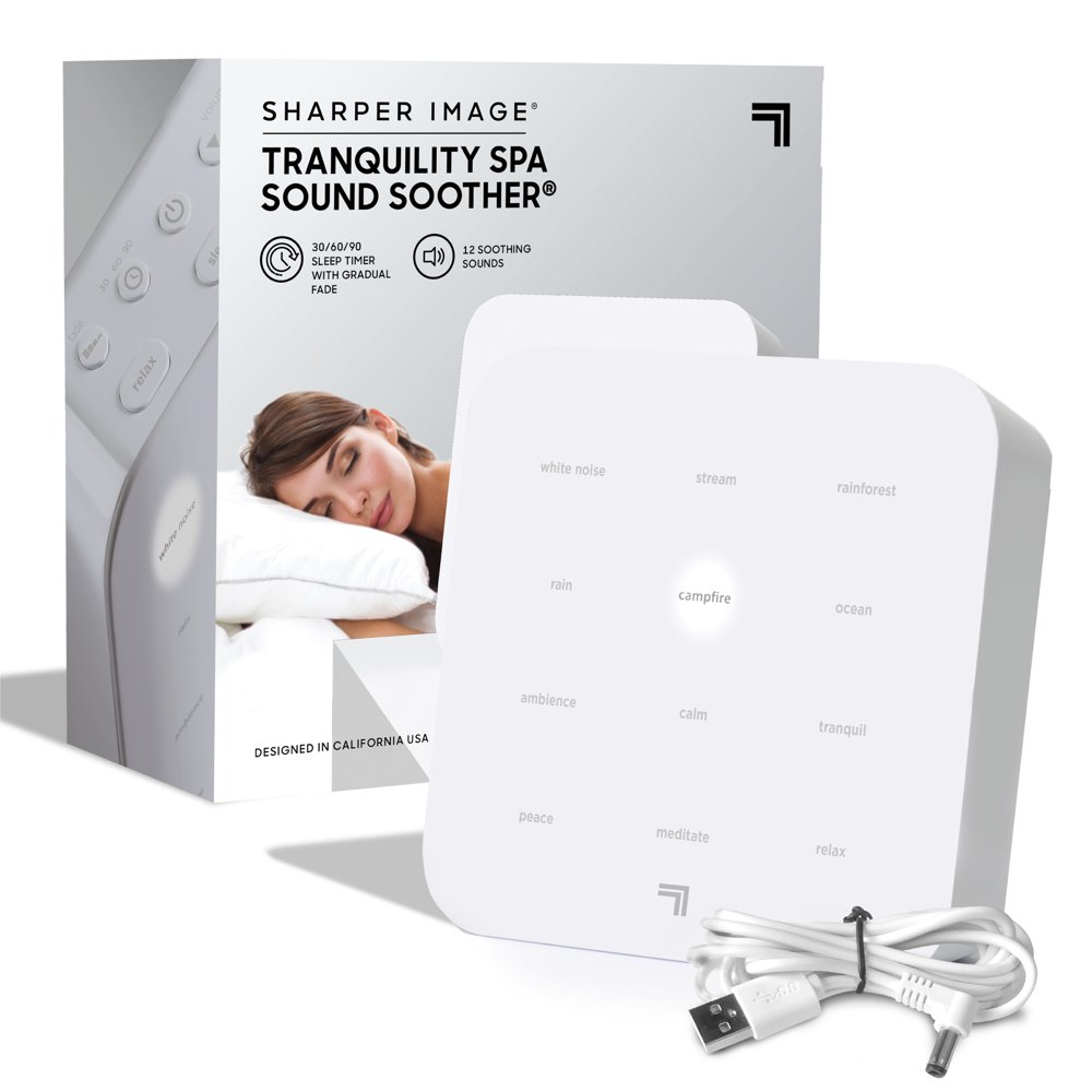 SHARPER IMAGE Ultimate Sleep White Noise Sound Machine for Adults and Baby, Portable Relaxing