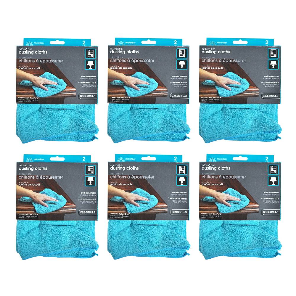 Casabella Microfiber Dusting Cloths Cleaning Cloth Set Of 2 Blue, 6