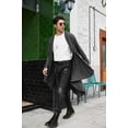 thumbnail image 3 of COOFANDY Long Hooded Cardigan Ruffle Shawl Collar Open Front Lightweight Drape Cape Overcoat with Pockets, 3 of 7