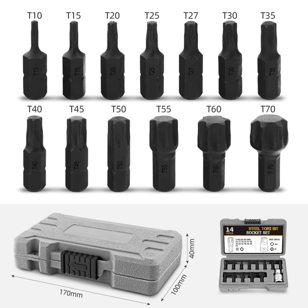 yaaqii T10-T70 Socket Set for Torx Bit head Ratchet Wrench 1/2 Inch Drive Screwdriver