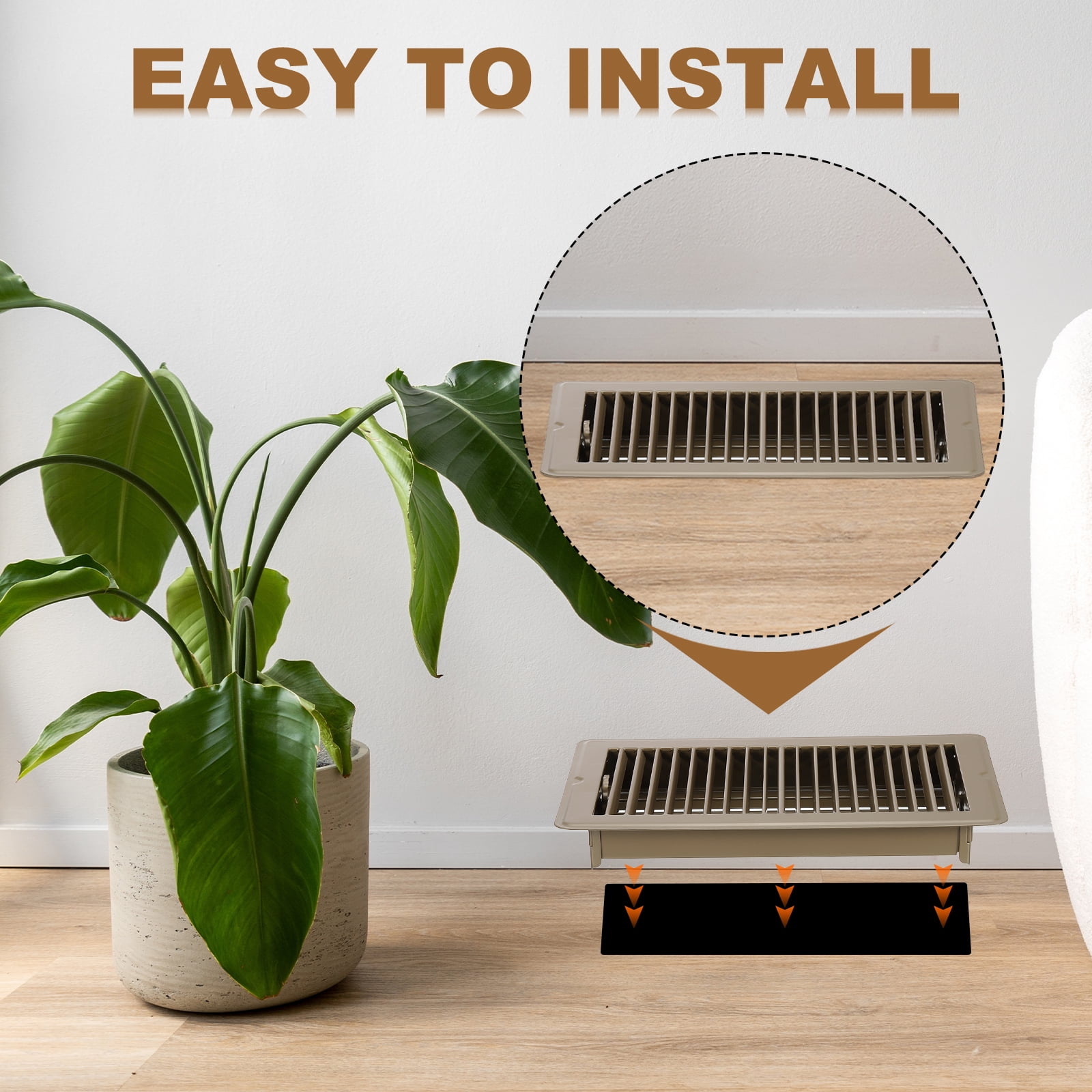 Uxcell 12 x 6 Inch Floor Register, 3pcs Heavy Duty Air Vent Cover Adjustable Floor Grates, Brown