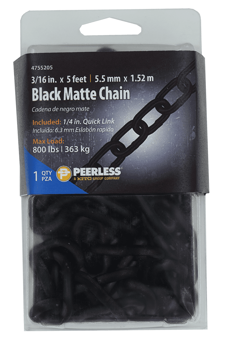 Peerless Chain Black Matte Chain Kit 3/16 In. X 5 Feet, #4755205