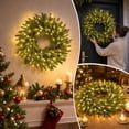 thumbnail image 4 of Christmas Lamp Pines Branch Wreath with Warm LED Lights Festive for Door Wall Fireplace Decor,15.75in, 4 of 7